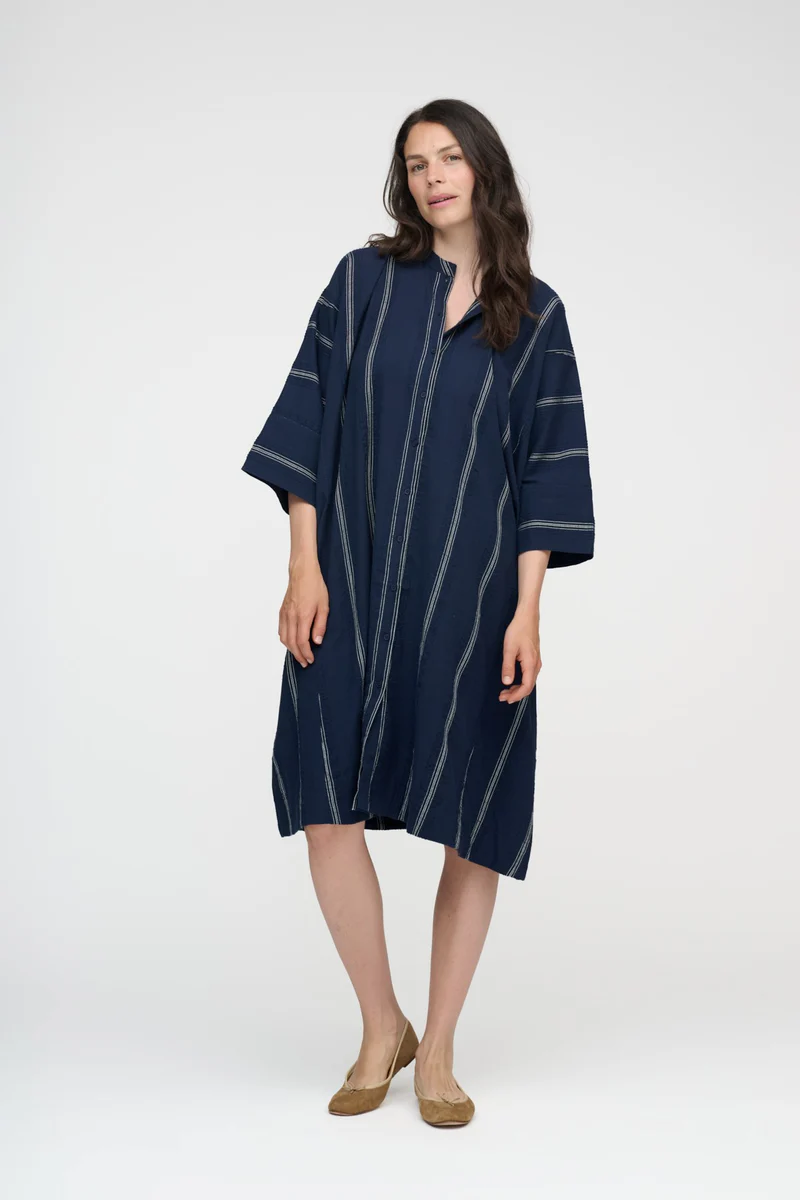 Moshi Moshi Mind – Lively Shirtdress Stripe – Dark Navy / White - Billede 6