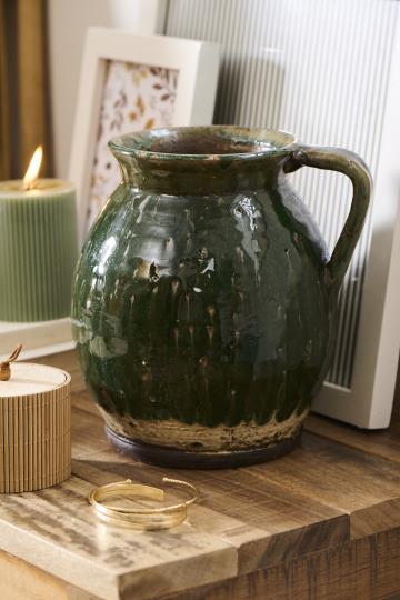 Ib Laursen – Vase med hank – Rustik Grøn - Billede 2
