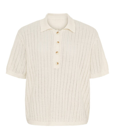 Alternative view of Anne|Mi - Amelia Knit Polo – White Sand