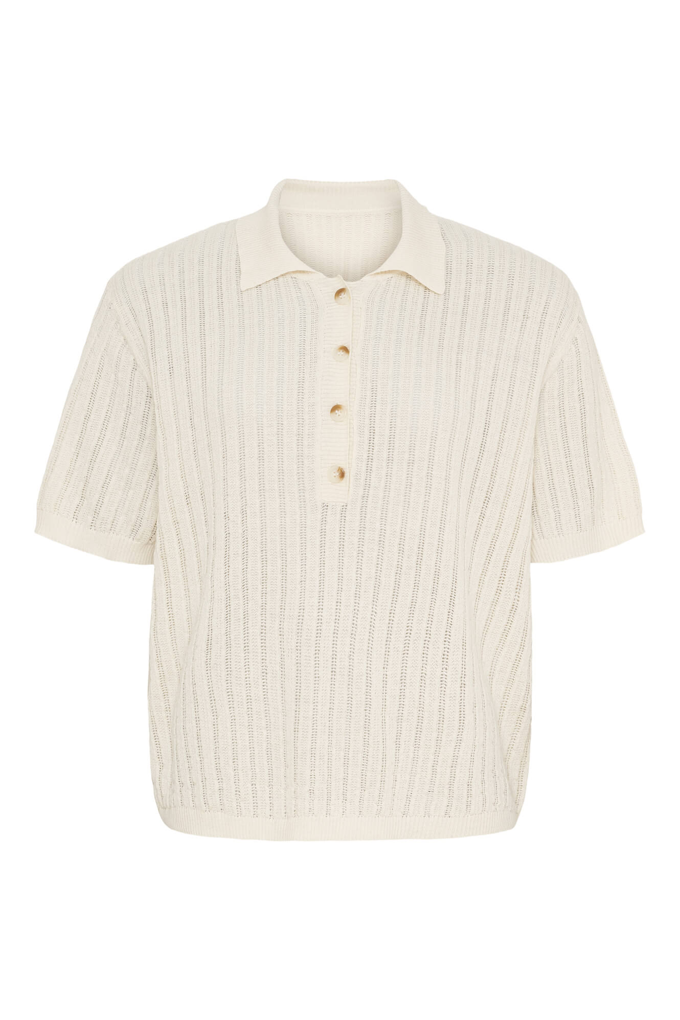 Anne|Mi - Amelia Knit Polo – White Sand - Billede 2
