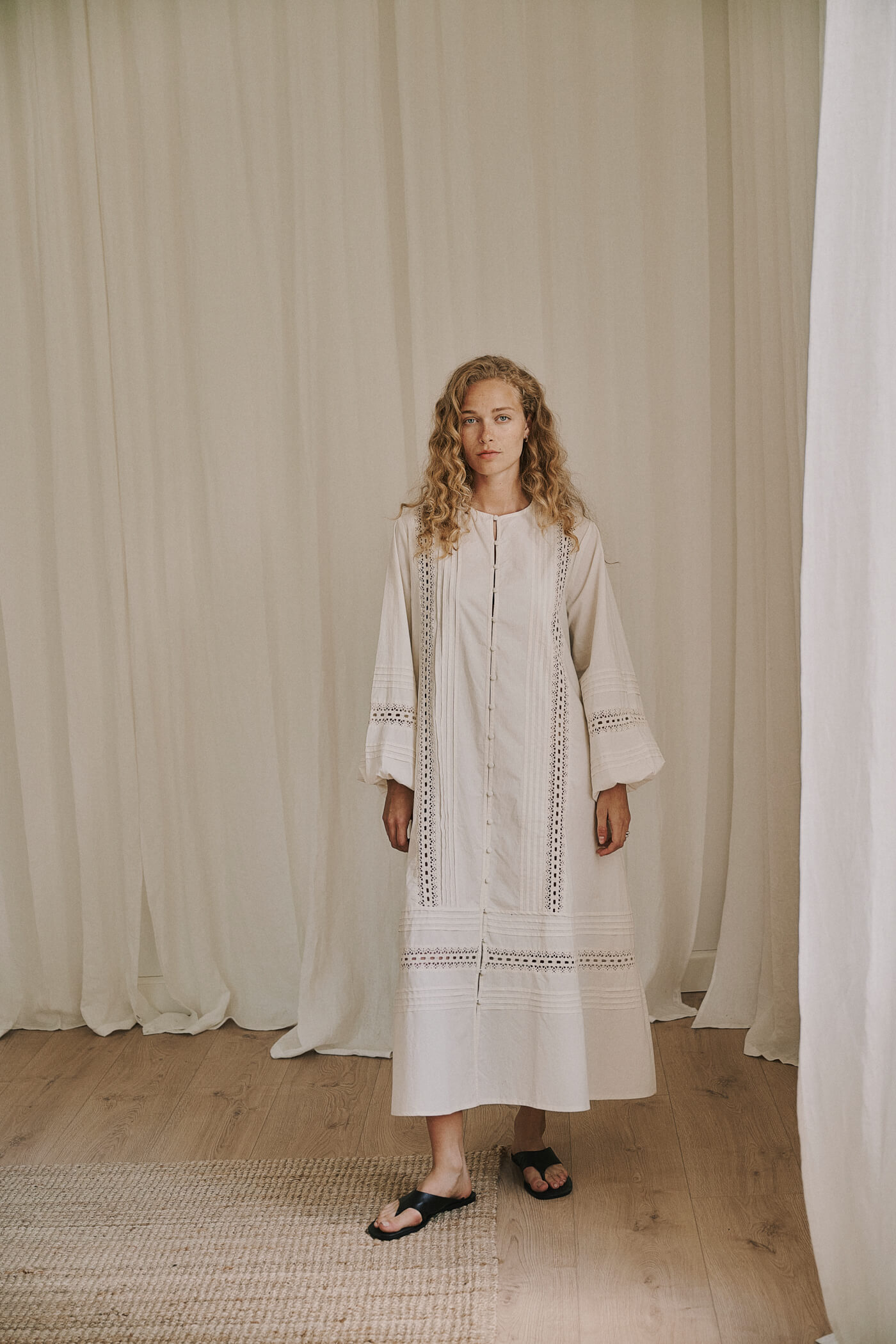 Anne|Mi - Lily LS Shirt Dress – White Sand - Billede 2
