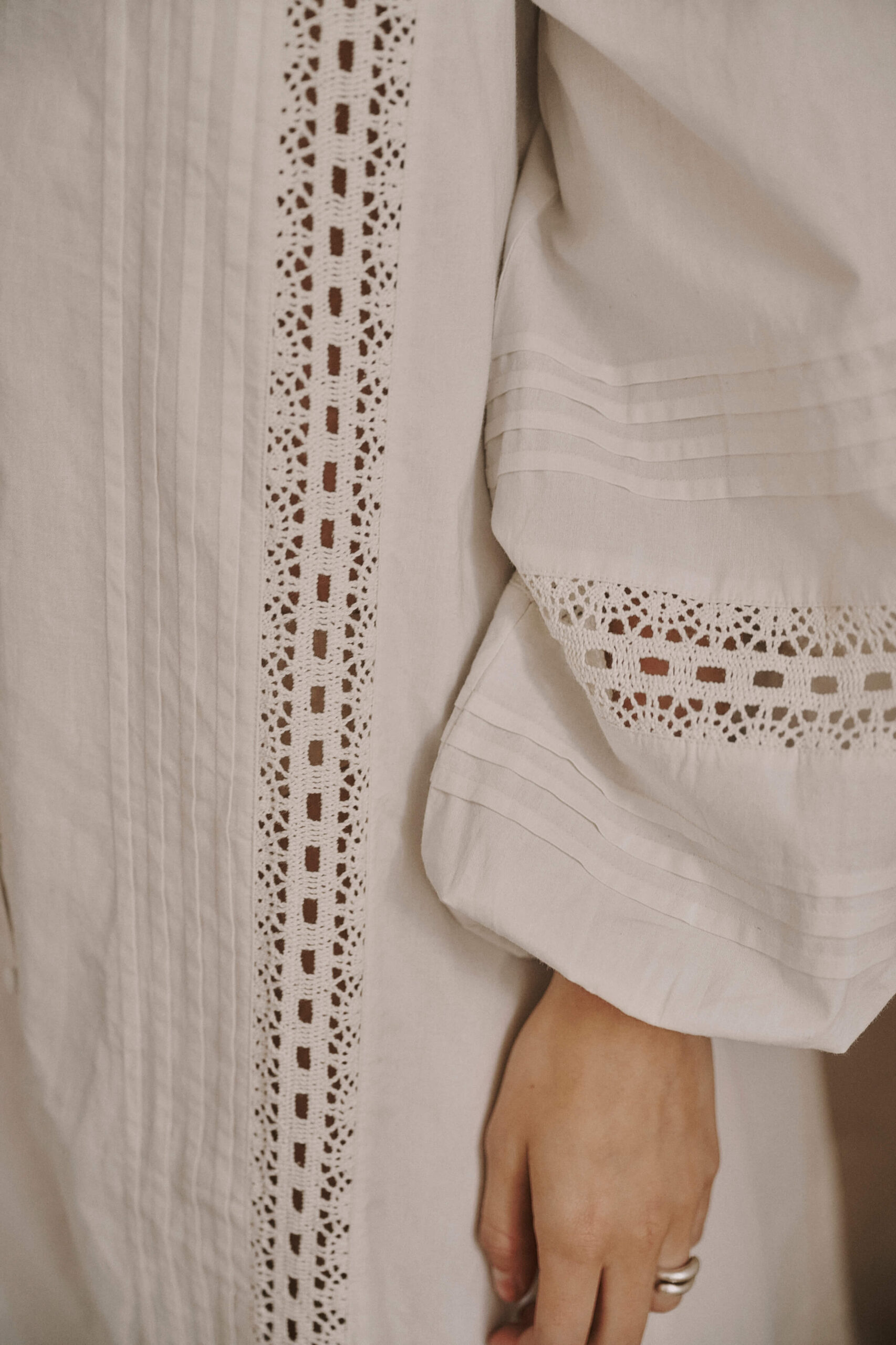 Anne|Mi - Lily LS Shirt Dress – White Sand - Billede 3