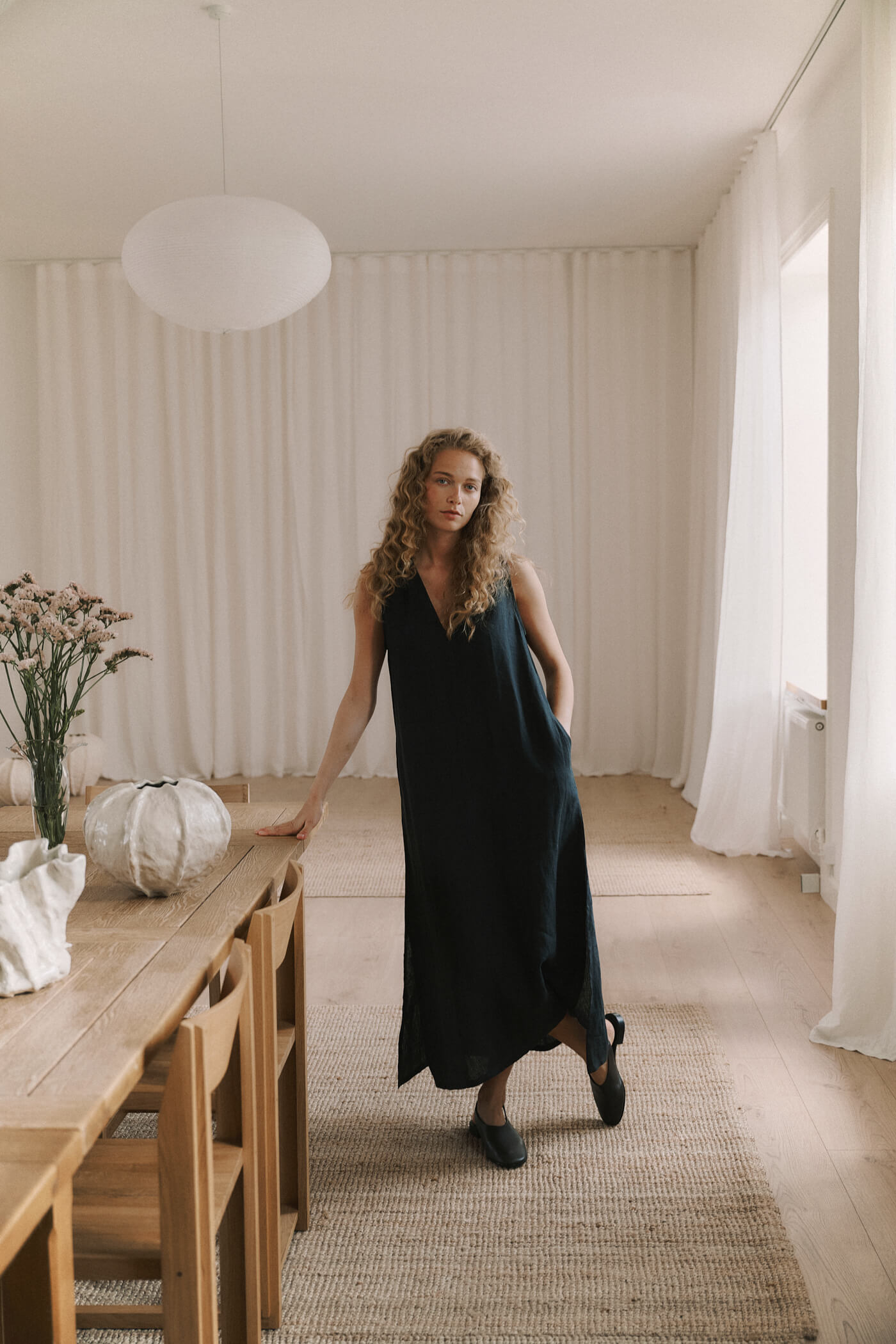 Anne|Mi - Venezia SL Dress – Black Washed - Billede 2