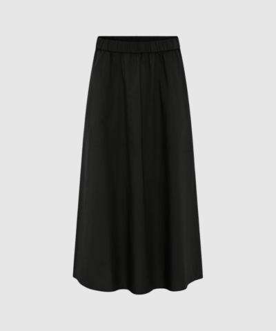 Melbourne Ankel Nederdel – Black fra FRAU er en lang, stilren nederdel i 100% økologisk bomuld. Med elastik i taljen, sidelommer og ekstra vidde i bunden er den både praktisk, komfortabel og elegant. En perfekt basisstyle til både hverdag og pæne anledninger.