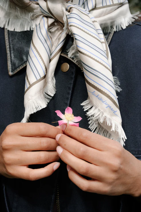 Becksöndergaard – Scallopia Striped Sia Scarf – Birch White - Billede 3