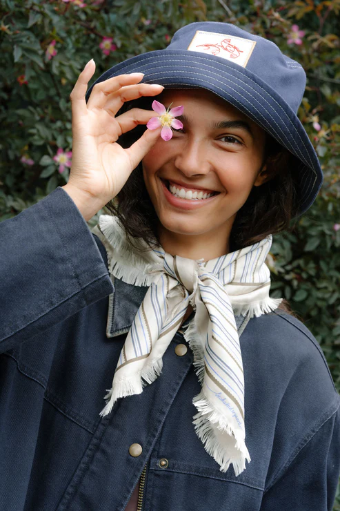 Becksöndergaard – Scallopia Striped Sia Scarf – Birch White - Billede 2