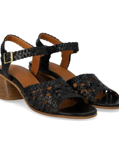 Alternative view of Angulus – Håndflettet Sandal med Skulpturel Hæl - Sort