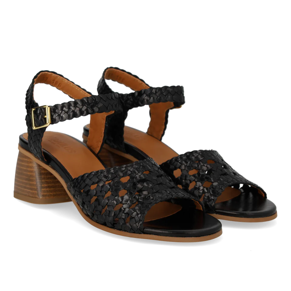 Angulus – Håndflettet Sandal med Skulpturel Hæl - Sort - Billede 2