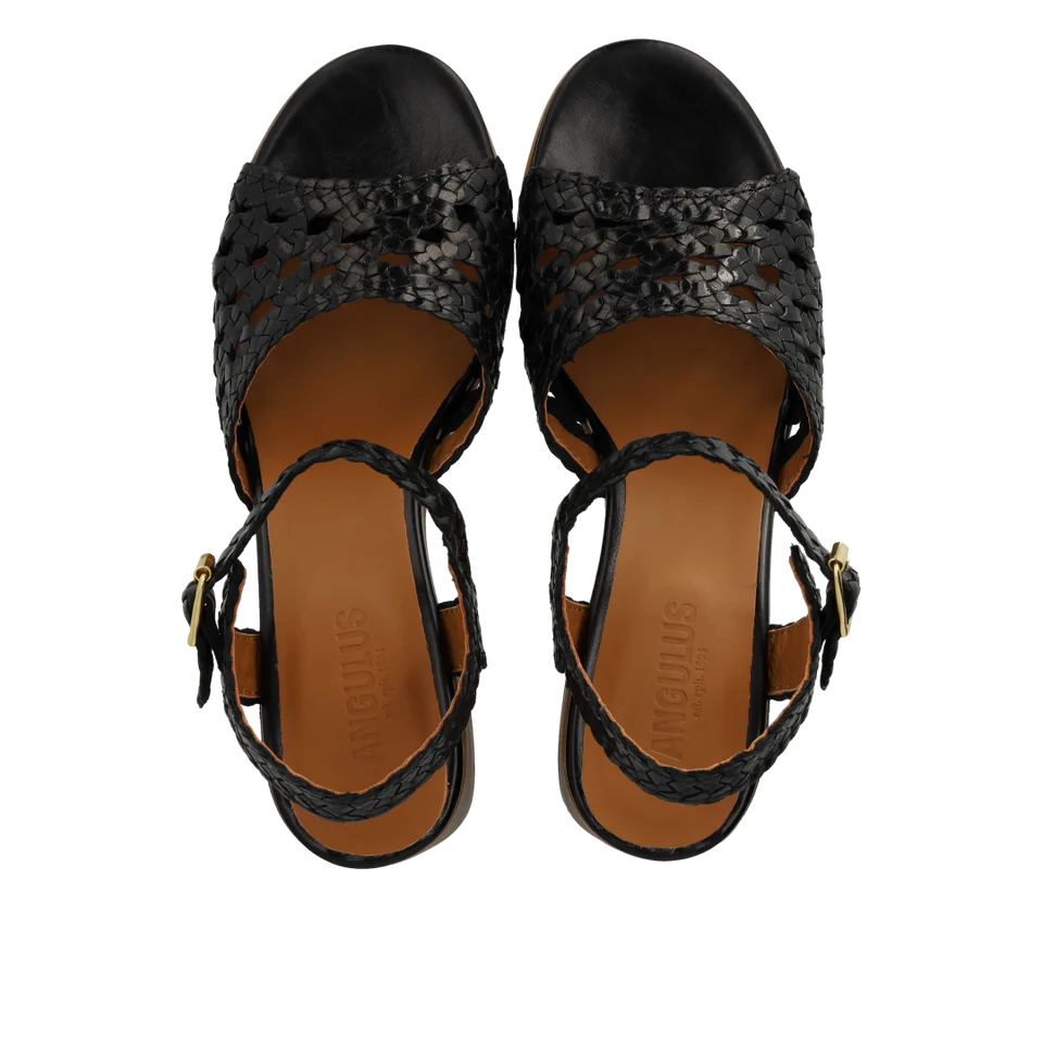 Angulus – Håndflettet Sandal med Skulpturel Hæl - Sort - Billede 3