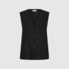 Billie Waistcoat i Black er en elegant hørvest med dyb V‑udskæring og klassisk knaplukning. Fremstillet i 100% hør for et naturligt, åndbart og tidløst look. Perfekt som top alene eller lag-på-lag over skjorter og T‑shirts.
