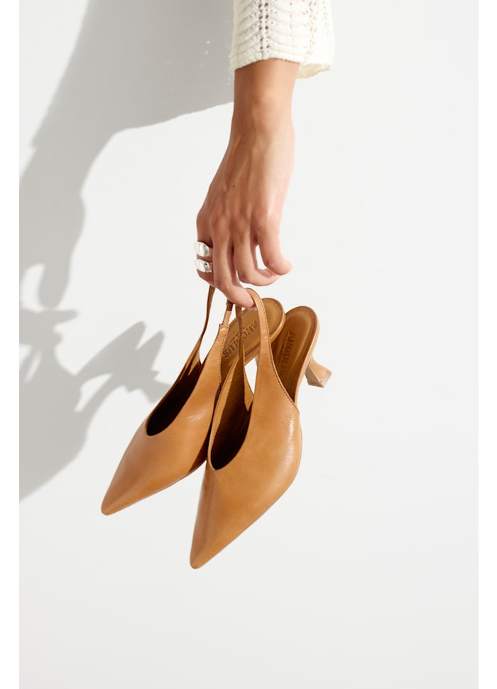 Angulus – Slingback Heeled Sandal – Tan - Billede 2