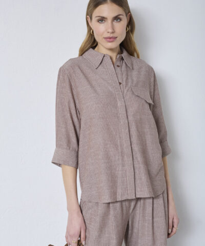 Alternative view of Co'Couture - JihoCC Stripe SS Shirt – Brown Stripe