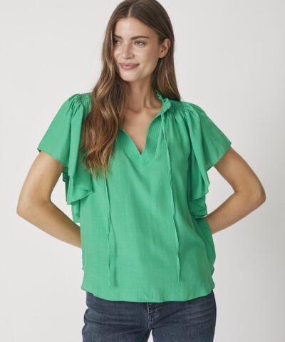 Alternative view of Co'Couture - SunriseCC SS Frill Top – Green