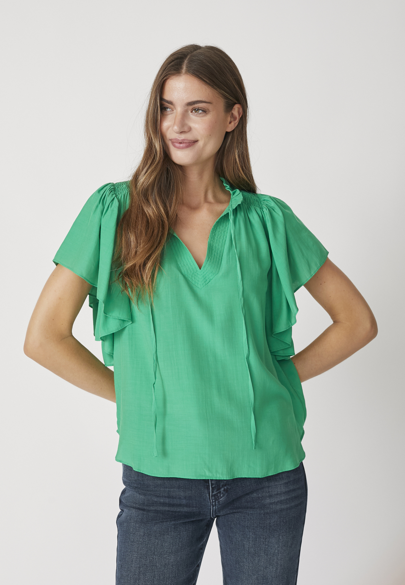 Co'Couture - SunriseCC SS Frill Top – Green - Billede 2