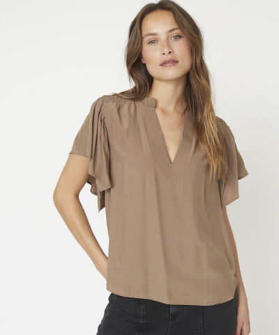 Alternative view of Co'Couture - ToraCC Frill V‑top – Walnut
