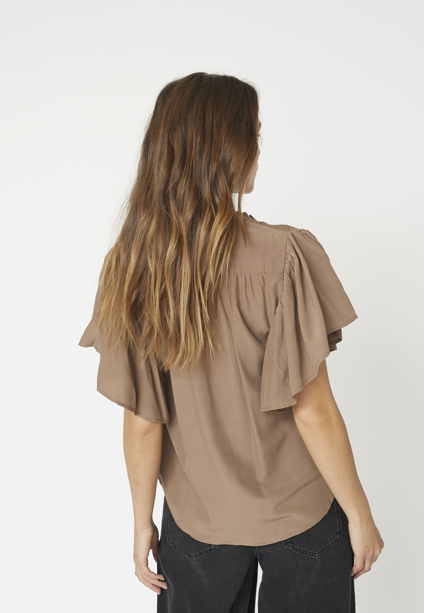 Co'Couture - ToraCC Frill V‑top – Walnut - Billede 5