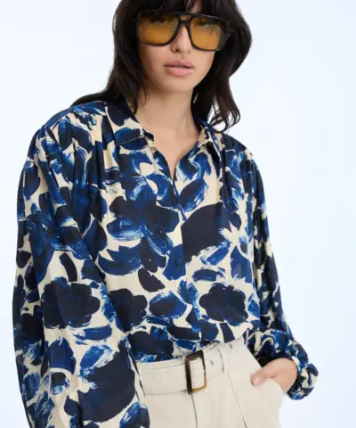 Alternative view of MUNTHE - Lynx Top – Print Indigo