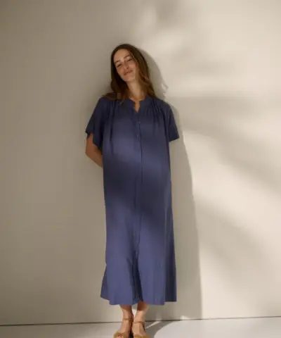 Alternative view of Moshi Moshi Mind - June Shirtdress Linen – Sea Blue