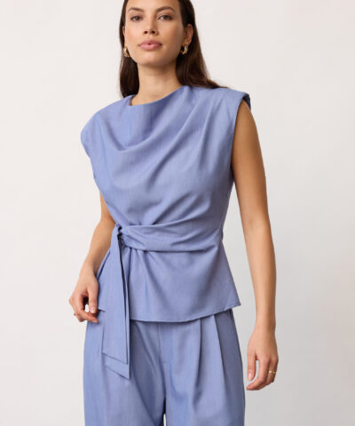 Alternative view of Co’Couture - TennyCC Pleat Top – Denim Blue
