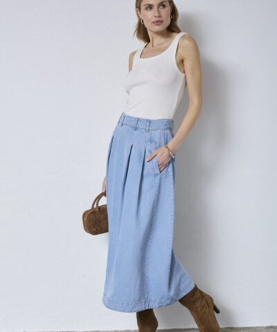 Alternative view of Co’Couture - TillyCC Anya Pleat Skirt – Fade Denim Blue