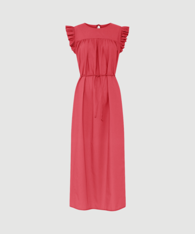 Stockholm Kjole fra FRAU i farven Garnet Rose er en feminin kjole i 100 % økologisk bomuld. Kjolen har en afslappet pasform, lange ærmer og et let fald, som gør den perfekt til både hverdag og afslappede outfits.