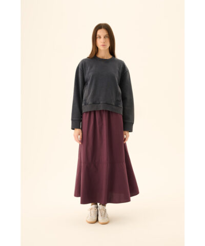 Alternative view of Rue de Tokyo - Petual Gmtd Poplin Skirt - Plum Purple