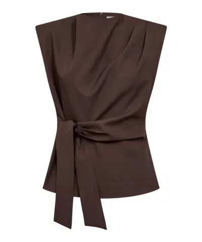 Alternative view of Co’Couture - LunaCC Pleat Top – Brown