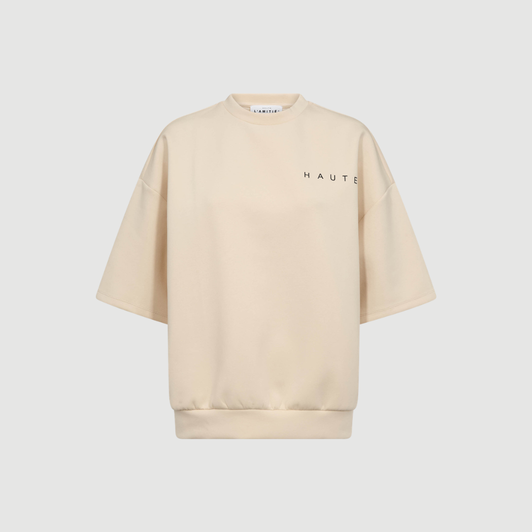 Haute L’Amitié - Maxi Split SS Logo Sweat – Pearl / Black
