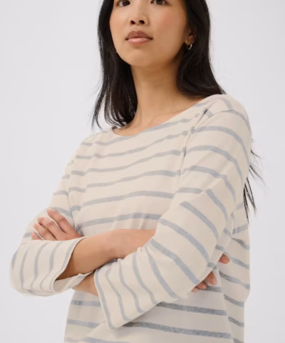 Alternative view of Part Two - NelaPW T‑Shirt – Eggnog / Grey Stripe