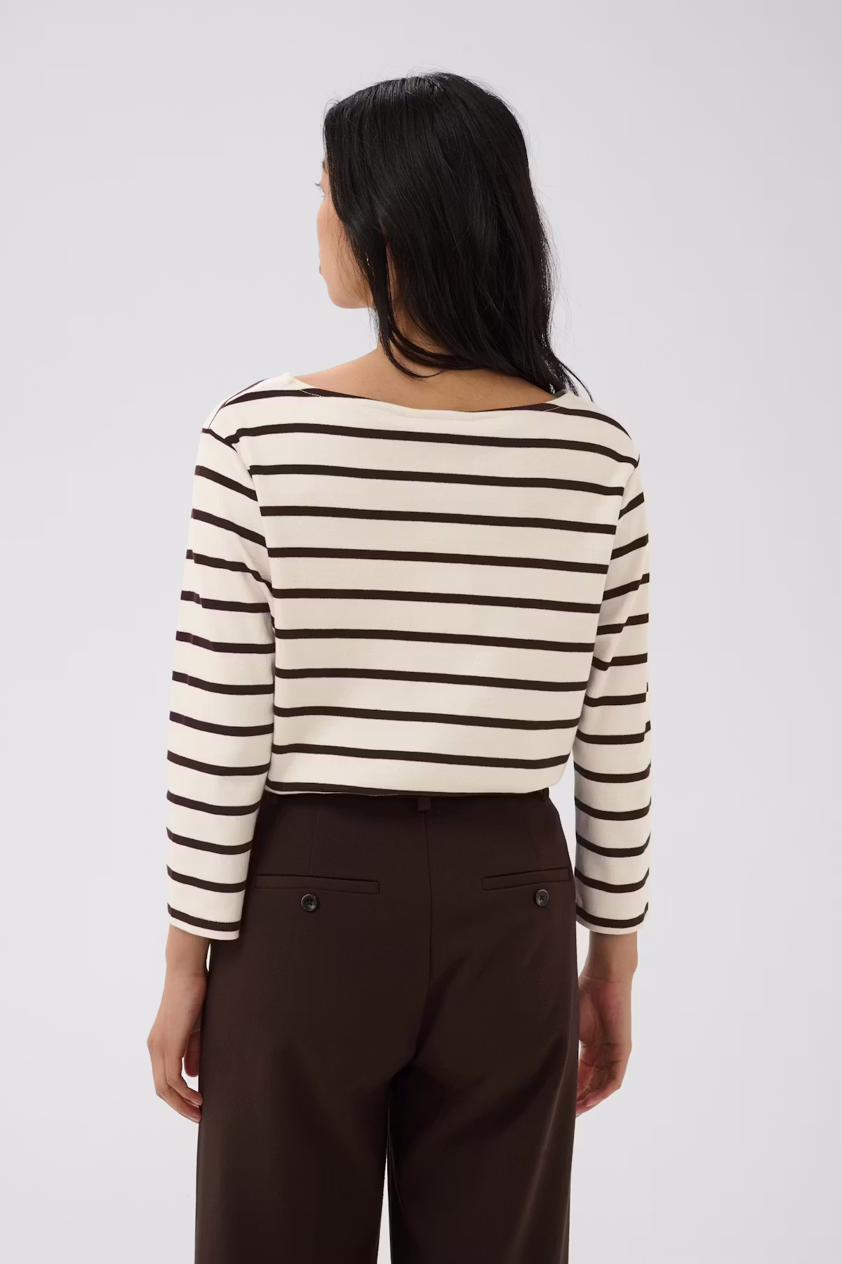 Part Two - NelaPW T‑Shirt – Mole Stripe / Brown - Billede 4