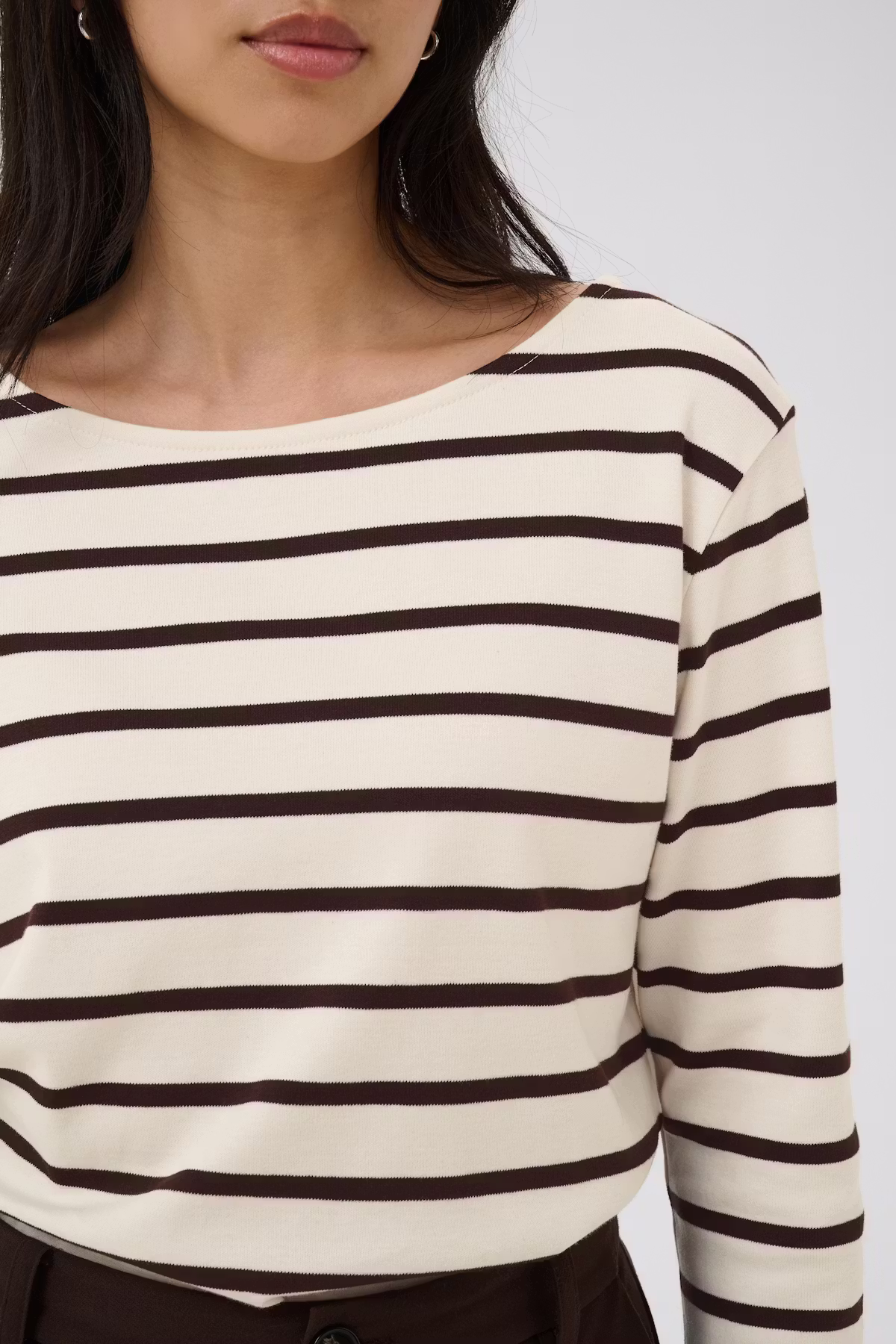 Part Two - NelaPW T‑Shirt – Mole Stripe / Brown - Billede 3