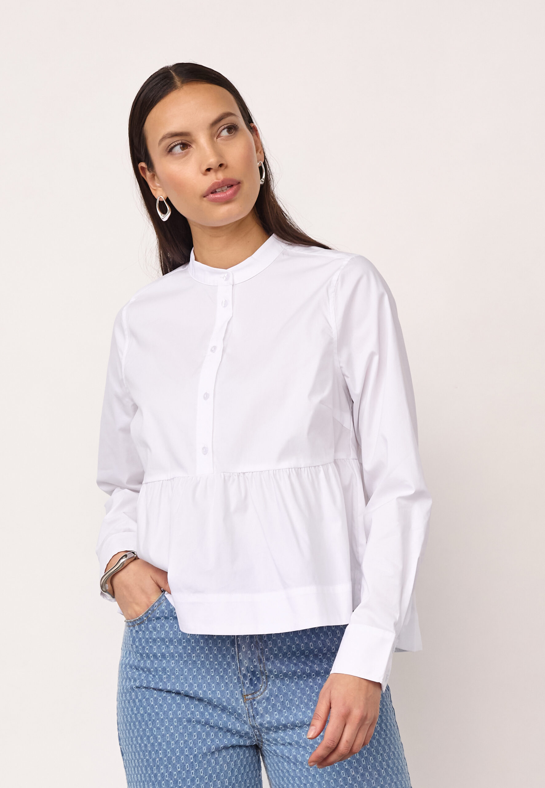Co’couture – Poppy LS Flare Blouse – White - Billede 2