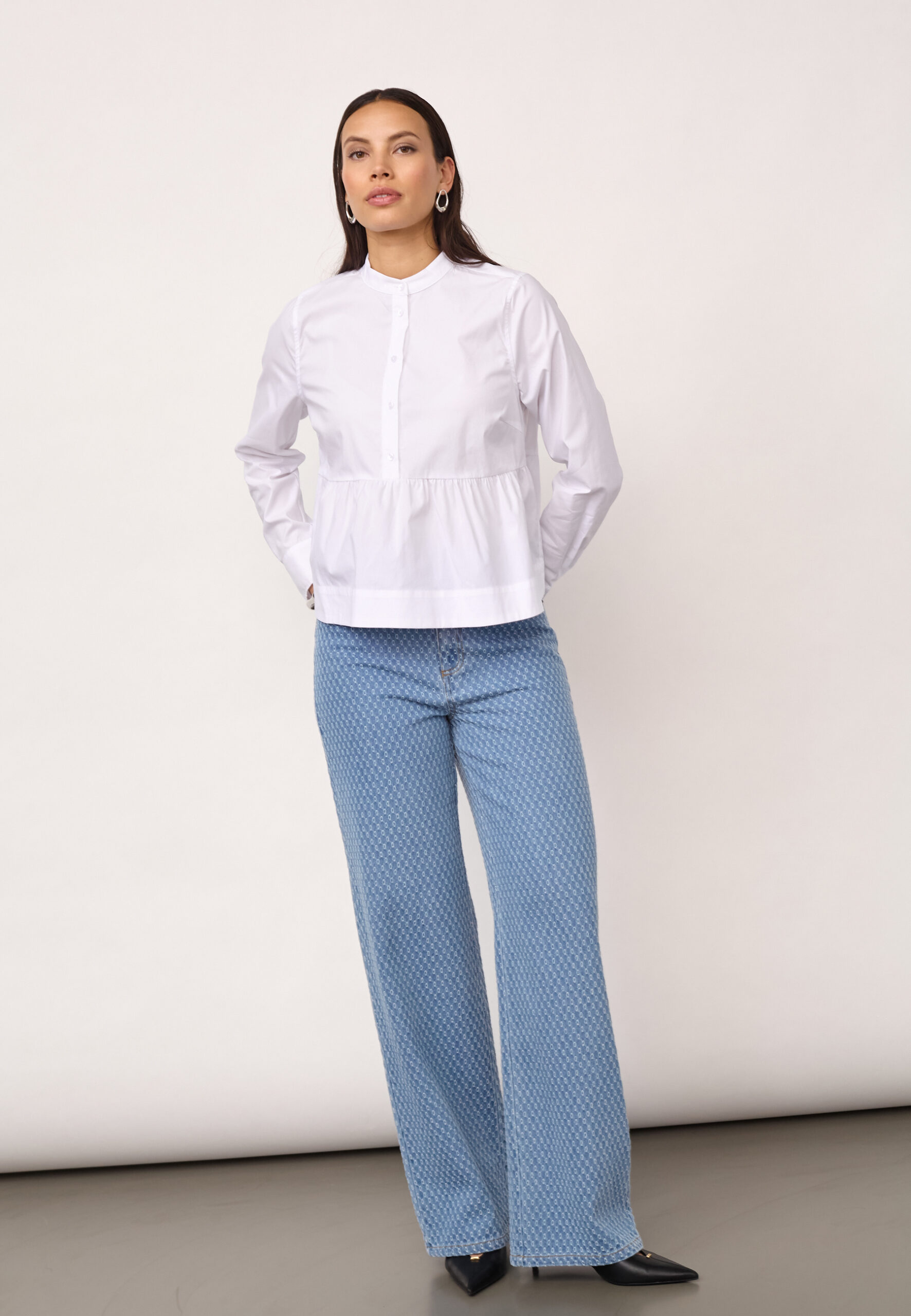 Co’couture – Poppy LS Flare Blouse – White - Billede 5