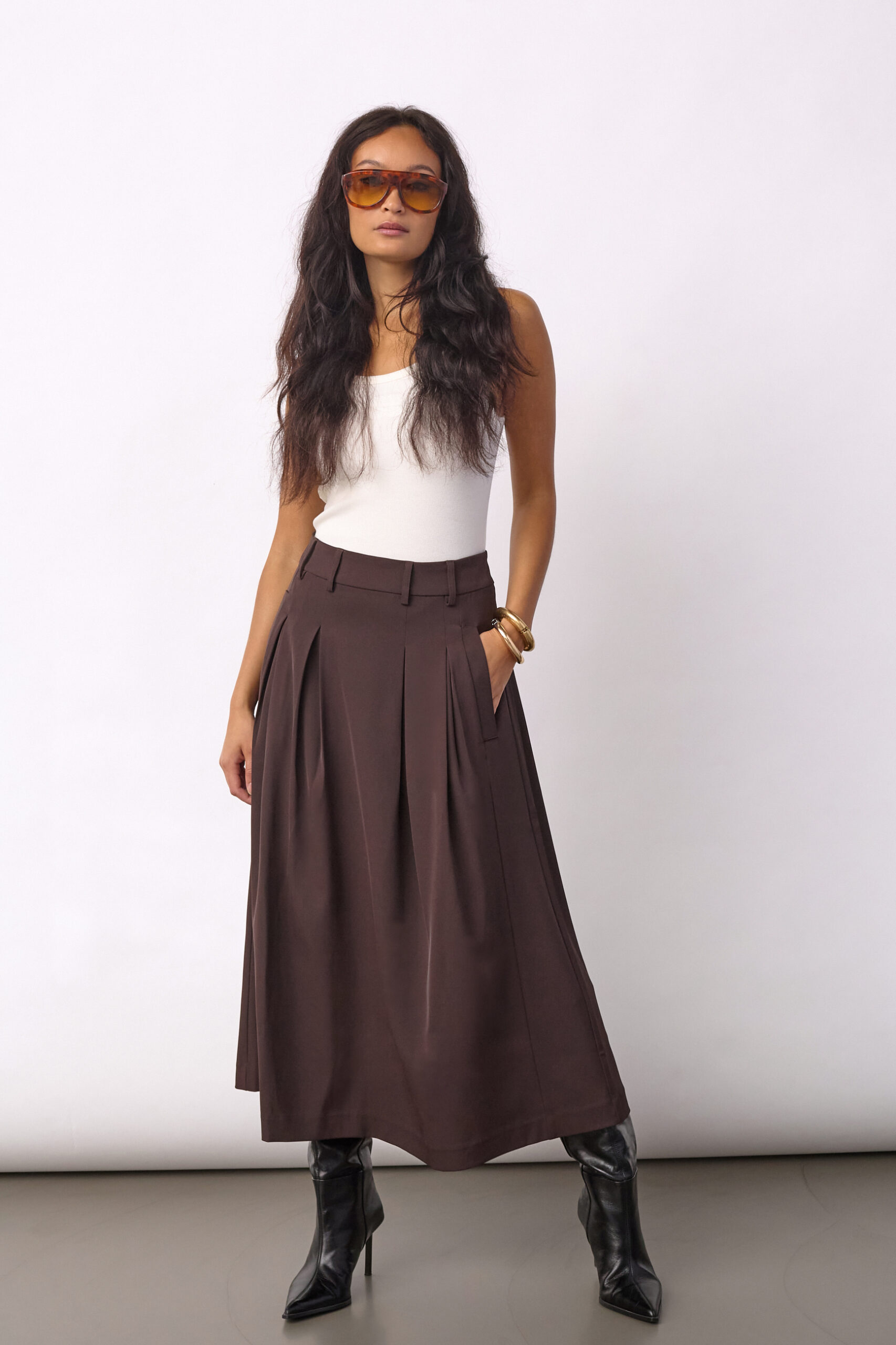 Co'couture - Alini Anya Pleat Skirt - Dark Brown - Billede 2