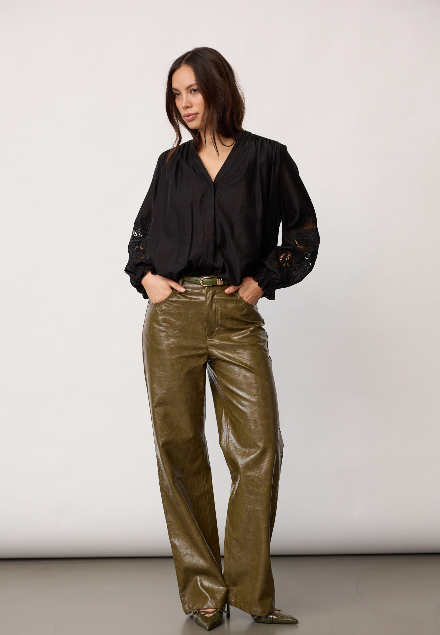 Co'couture - Delin Balloon Emb Shirt - Black - Billede 4