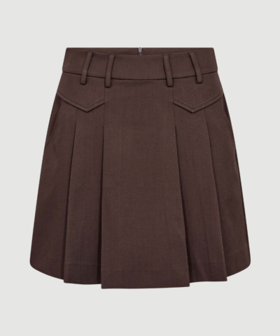 Co’Couture – Luna Pocket Pleat Mini Nederdel – Dark Brown