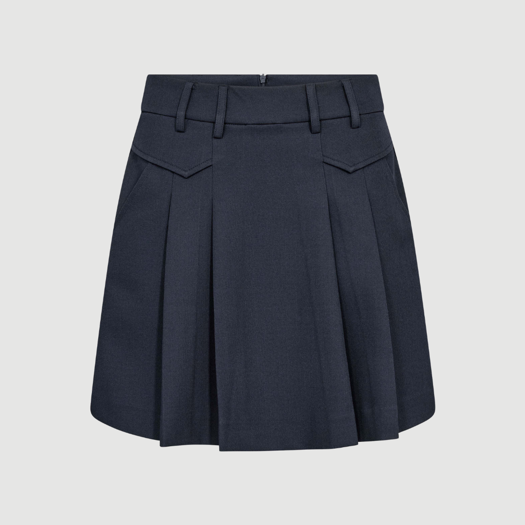 Co'Couture – Luna Pocket Pleat Mini Nederdel - Navy