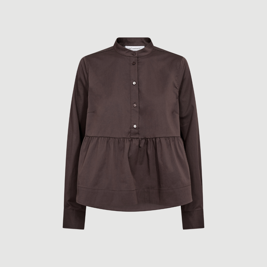 Co'couture - Poppy LS Flare Blouse - Dark Brown