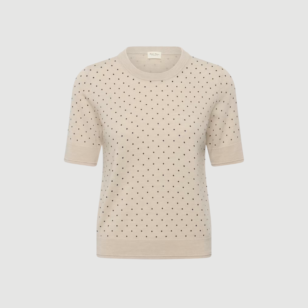 Part Two - NatanyaPW Pullover – Natural / Navy Dot