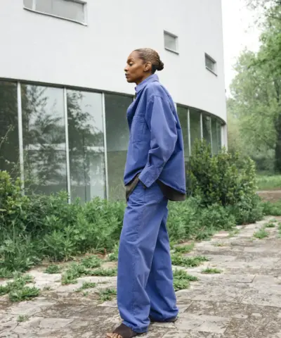 Alternative view of Aiayu - Carlo Midwaist Wide Cotton - Washed French Blue